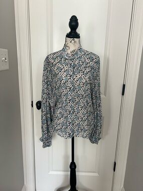 Fifteen Twenty Blue and White Floral Button-Up Blouse